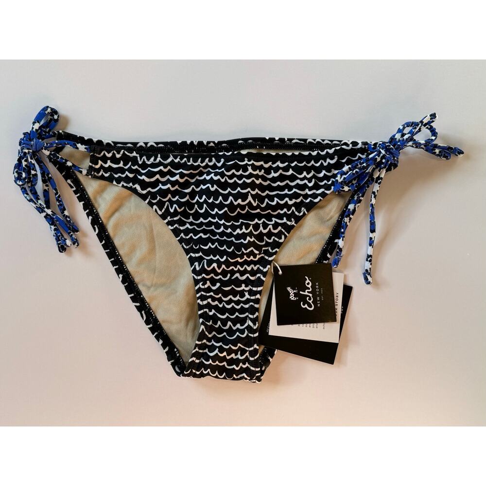 Echo Black Blue Bikini Bottom Medium Small S NWT